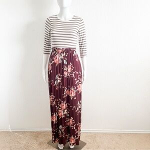 Lux & Co. Stitch Fix XS Modest Striped & Floral Maxi Dress